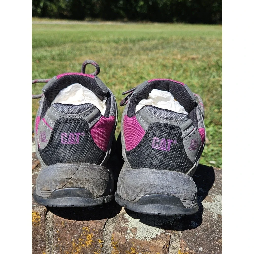 CAT Womens Steel Toe Ergo Black Purple Work Shoes Size 7.5‎